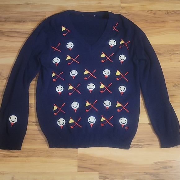 Vintage 60s 70s Golf Sweater L Unisex - Picture 3 of 10